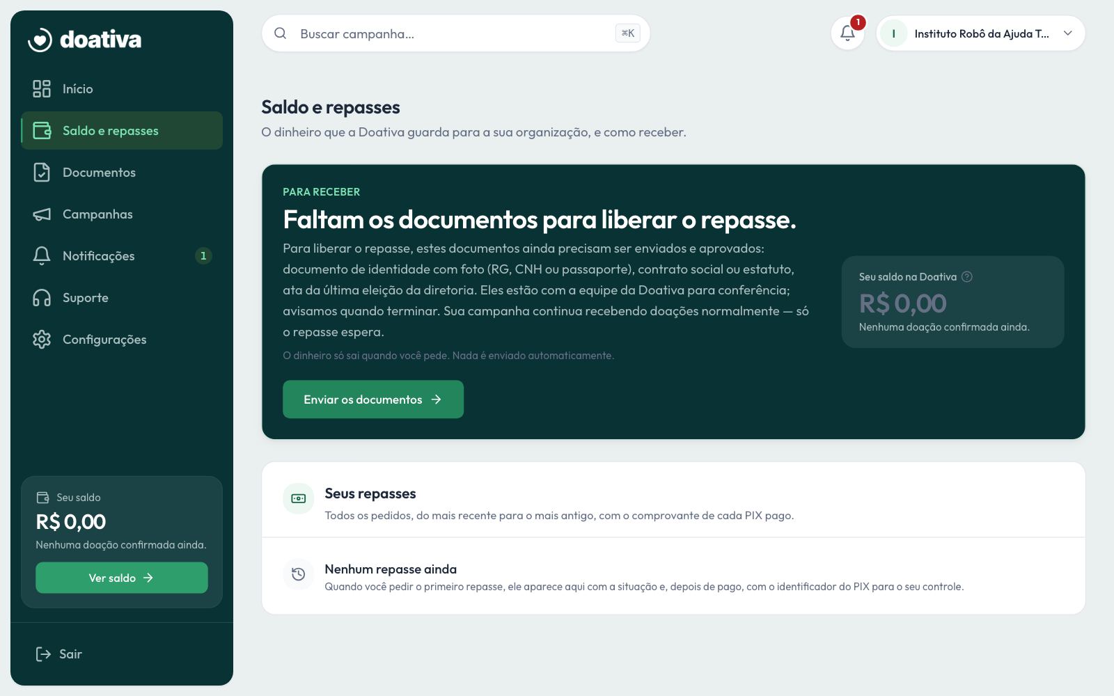 Seus repasses: todos os pedidos, com o comprovante de cada PIX pago